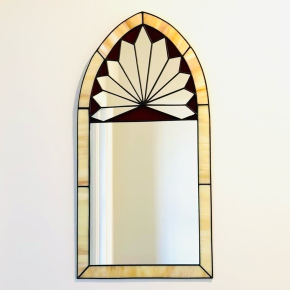 Other - VTG Cathedral Style Arched Sunburst Stained Glass Mirror